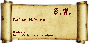 Balan Nóra névjegykártya